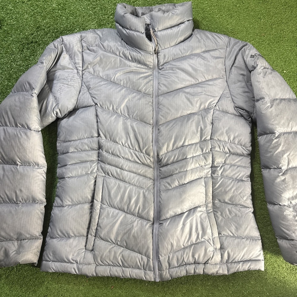 Columbia Jacket Womens Size Medium Gray 650‎ Down Omni-Heat Puffer Winter Coat